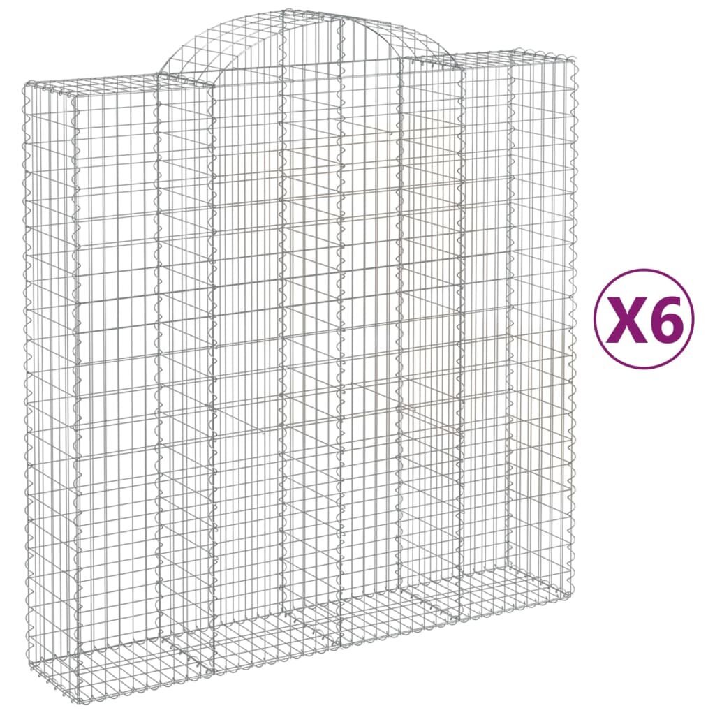 vidaXL kaarekujulised gabioonkorvid 6 tk, 200x50x200/220 cm, raud цена и информация | Aiad ja tarvikud | kaup24.ee