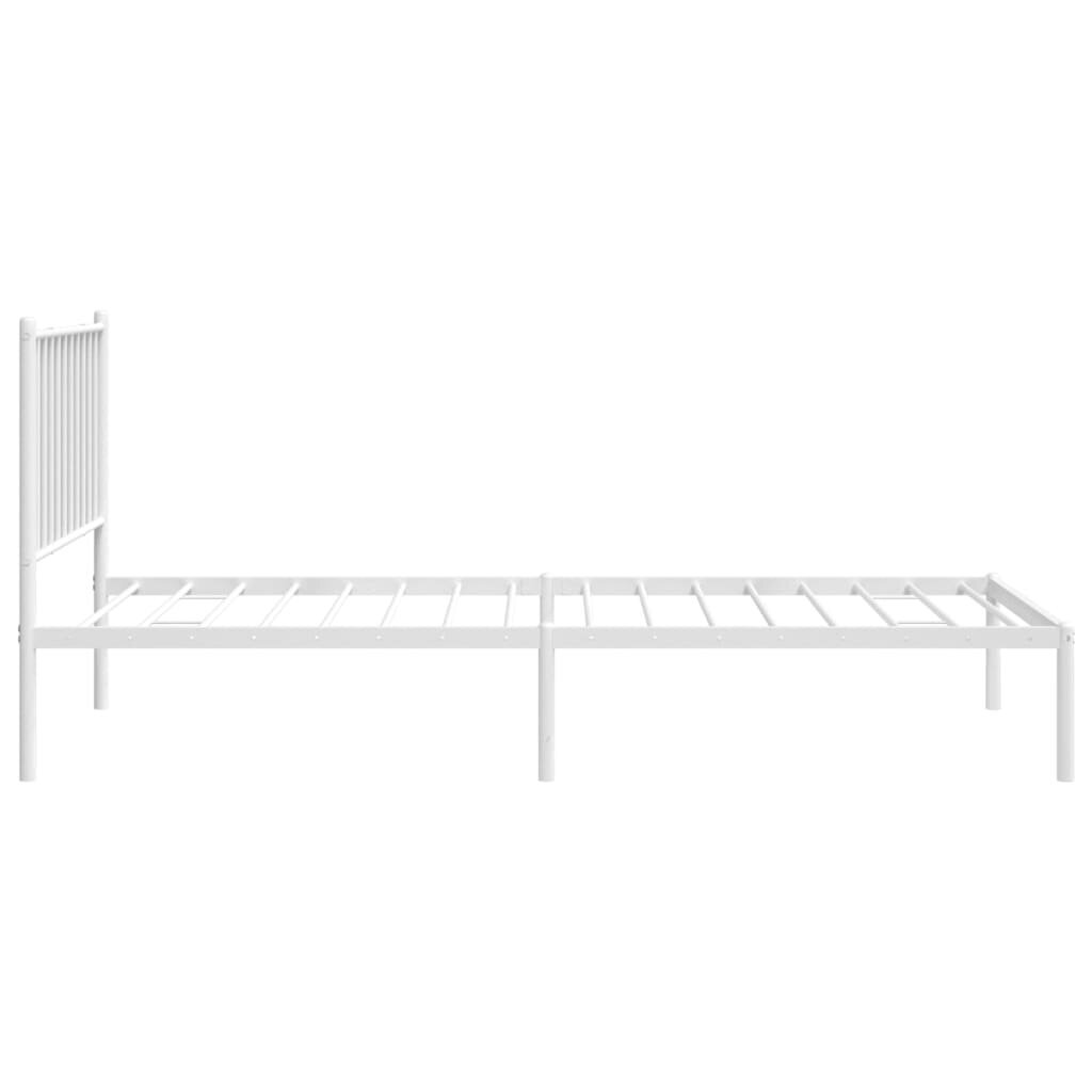 vidaXL metallist voodiraam peatsiga, valge, 80x200 cm цена и информация | Voodid | kaup24.ee