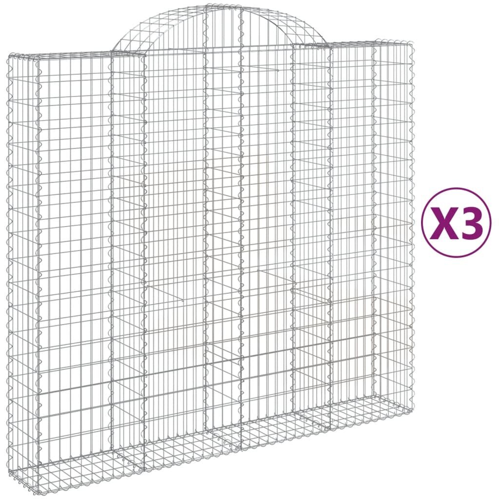 vidaXL kaarekujulised gabioonkorvid 3 tk, 200x50x180/200 cm, raud hind ja info | Aiad ja tarvikud | kaup24.ee