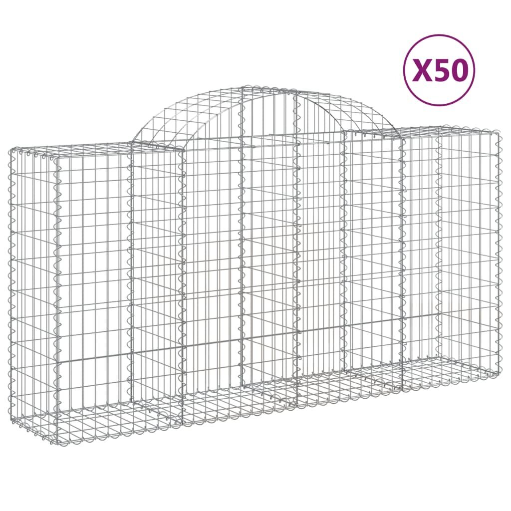 vidaXL kaarekujulised gabioonkorvid 50 tk, 200x50x100/120 cm, raud цена и информация | Aiad ja tarvikud | kaup24.ee