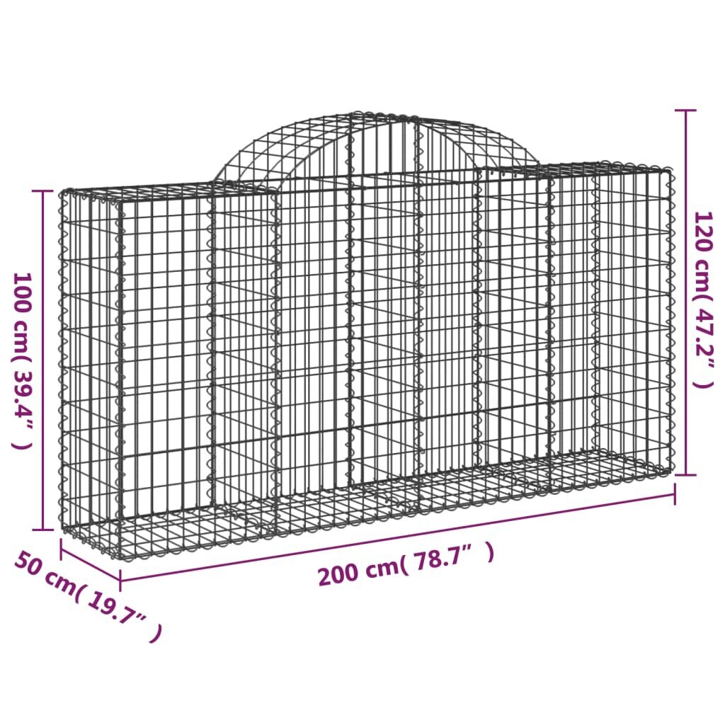 vidaXL kaarekujulised gabioonkorvid 50 tk, 200x50x100/120 cm, raud цена и информация | Aiad ja tarvikud | kaup24.ee