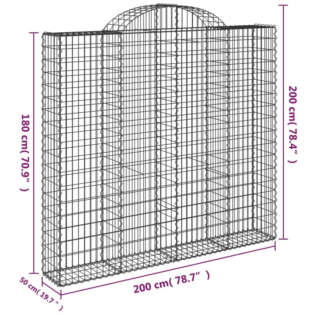 vidaXL kaarekujulised gabioonkorvid 6 tk, 200x50x180/200 cm, raud цена и информация | Aiad ja tarvikud | kaup24.ee