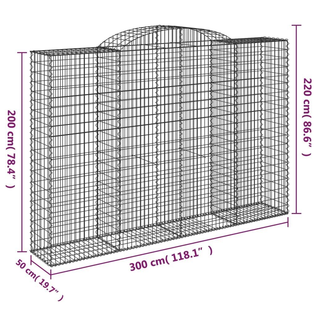 vidaXL kaarekujulised gabioonkorvid 6 tk, 300x50x200/220 cm, raud цена и информация | Aiad ja tarvikud | kaup24.ee