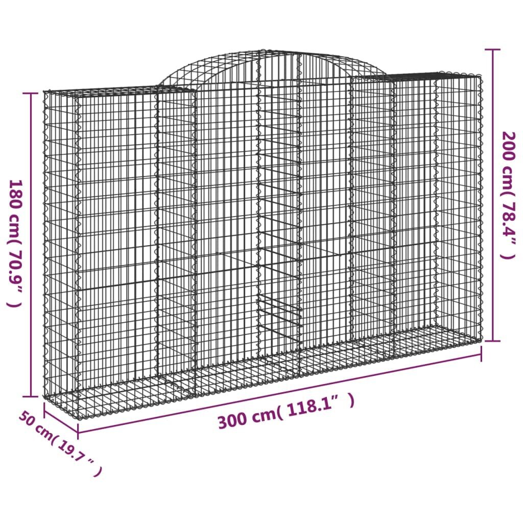 vidaXL kaarekujulised gabioonkorvid 5 tk, 300x50x180/200 cm, raud hind ja info | Aiad ja tarvikud | kaup24.ee