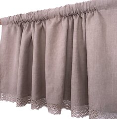 Натуральная льняная штора с кружевом Valance natur, 140x90 см. цена и информация | Занавески | kaup24.ee