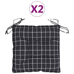vidaXL toolipadjad 2 tk, mustad ruudud, 50 x 50 x 7 cm, kangas hind ja info | Toolipadjad ja -katted | kaup24.ee
