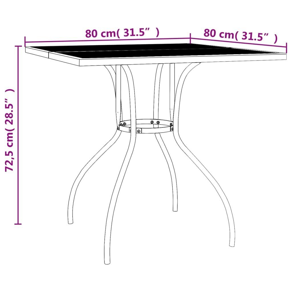 vidaXL aialaud, antratsiithall, 80 x 80 x 72,5 cm, terasvõrk hind ja info | Aialauad | kaup24.ee