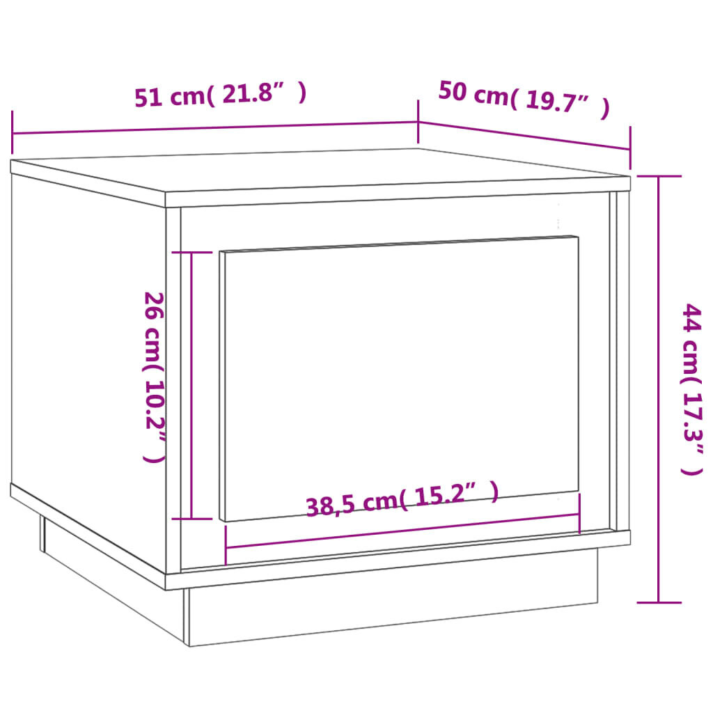 vidaXL kohvilaud, suitsutatud tamm, 51x50x44 cm, tehispuit hind ja info | Diivanilauad | kaup24.ee