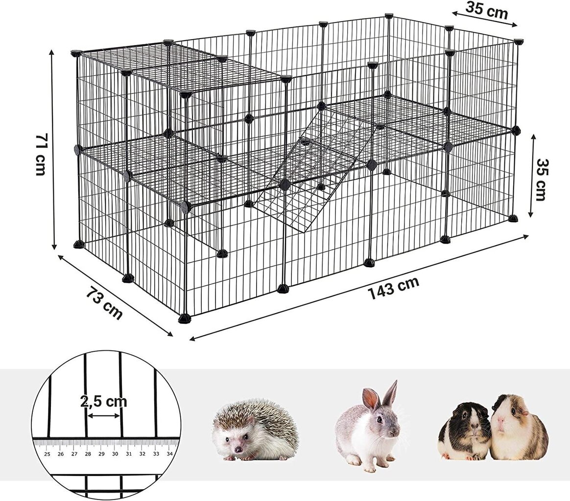 Puur väikeloomadele Songmics, 2 korrust, 143x73x71cm hind ja info | Puurid ja tarvikud väikeloomadele | kaup24.ee