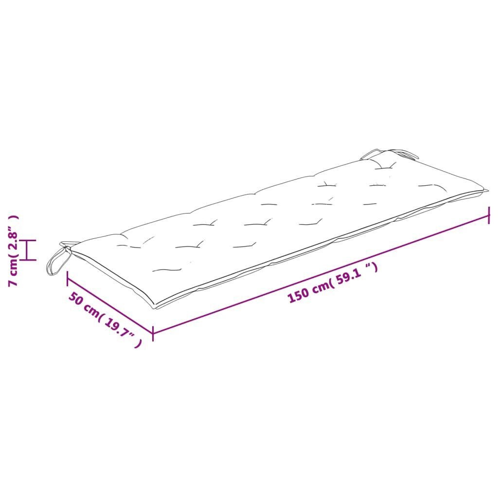 vidaXL pingipadi, türkiissinine, 150 x 50 x 7 cm, kangas hind ja info | Toolipadjad ja -katted | kaup24.ee