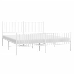 vidaXL metallist voodiraam peatsi ja jalutsiga, valge, 200 x 200 cm цена и информация | Кровати | kaup24.ee