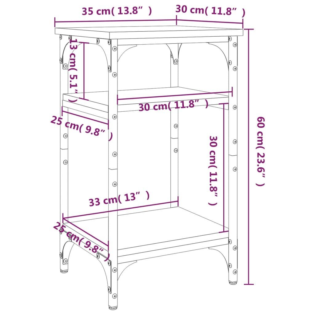 vidaXL lisalaud, must, 35x30x60 cm, tehispuit hind ja info | Diivanilauad | kaup24.ee