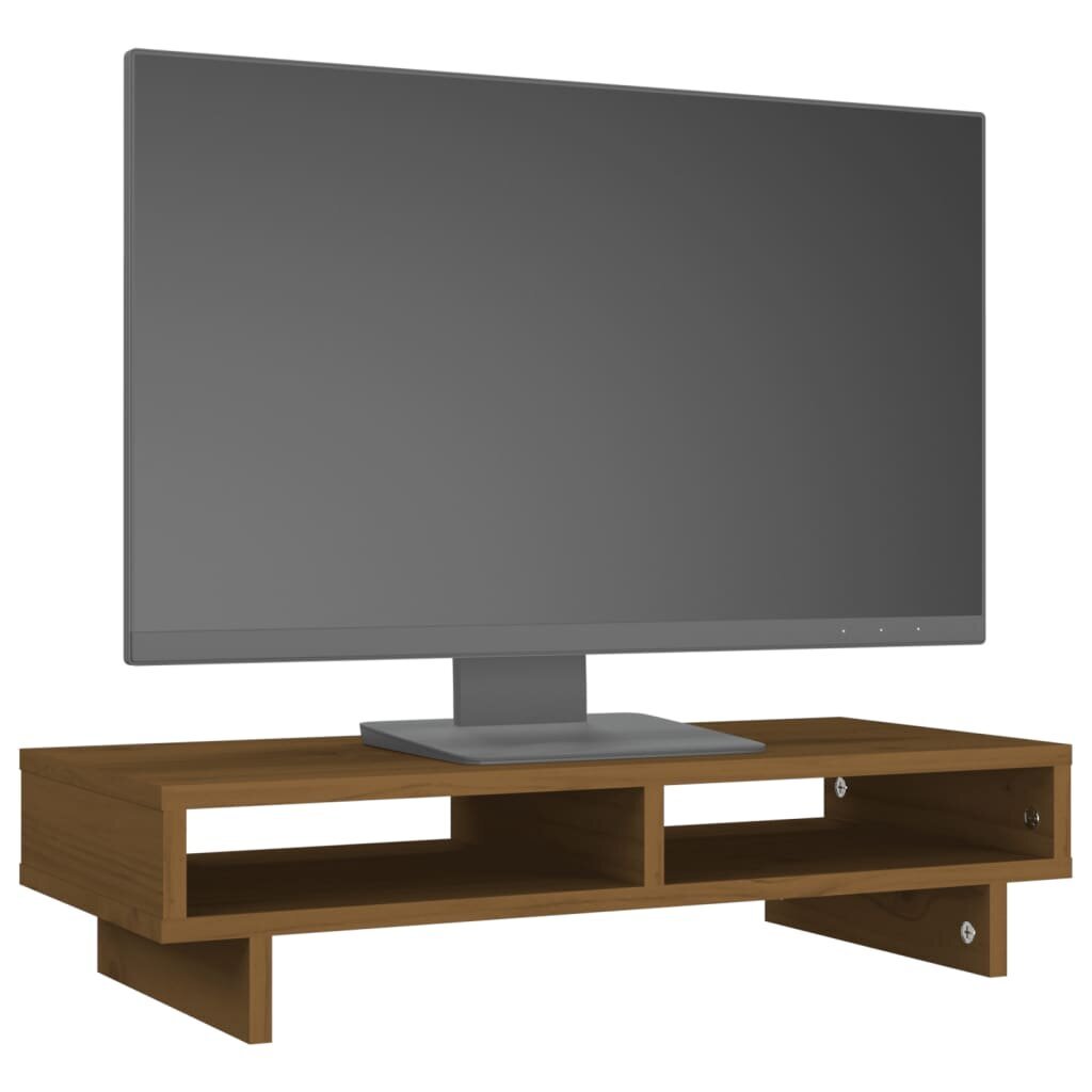 vidaXL monitorialus, meepruun, 60 x 27 x 14 cm, männipuit hind ja info | Monitori hoidjad | kaup24.ee