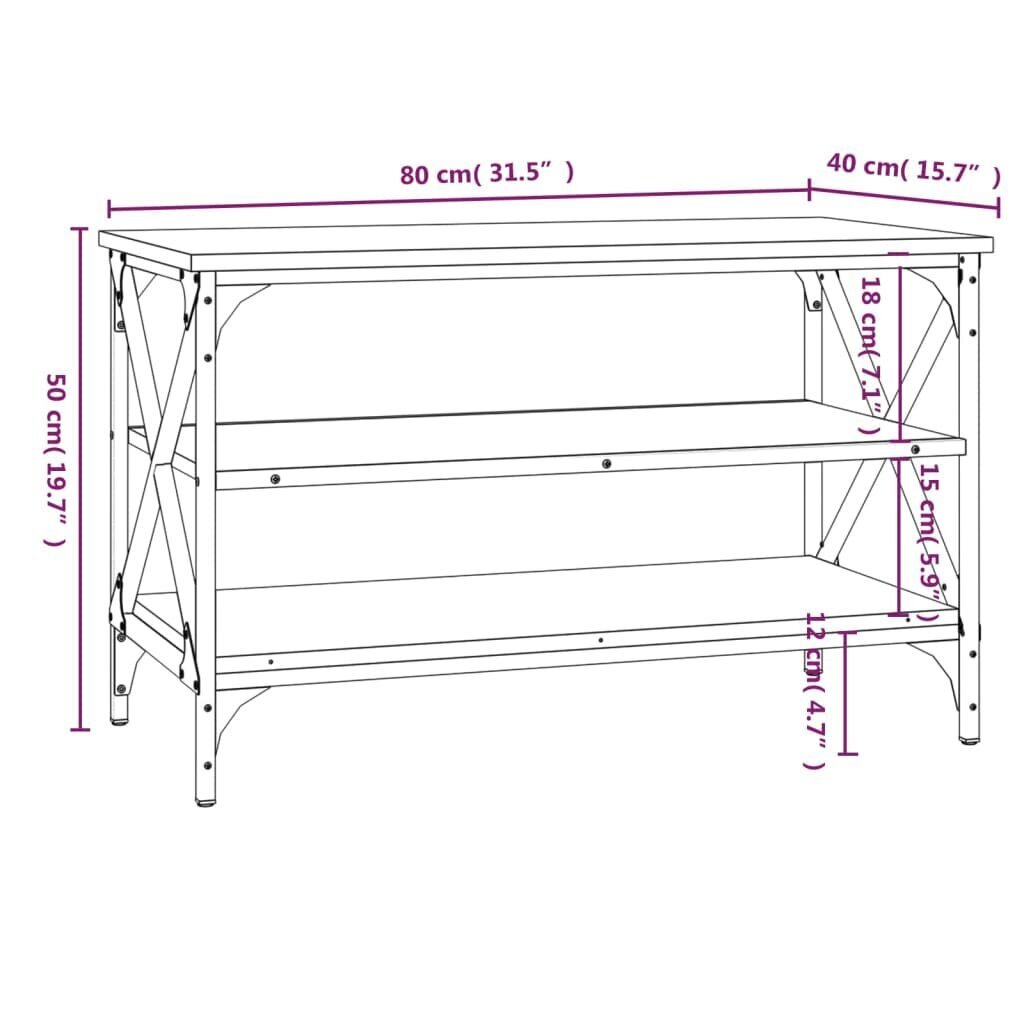 vidaXL tv-alus, Sonoma tamm, 80 x 40 x 50 cm, tehispuit hind ja info | Diivanilauad | kaup24.ee