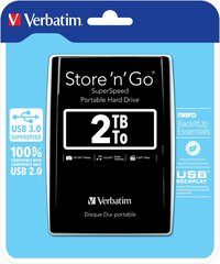 Внешний жесткий диск Verbatim Store 'n' Go 2,5 '' 2 ТБ, USB 3.0 цена и информация | Жёсткие диски (SSD, HDD) | kaup24.ee