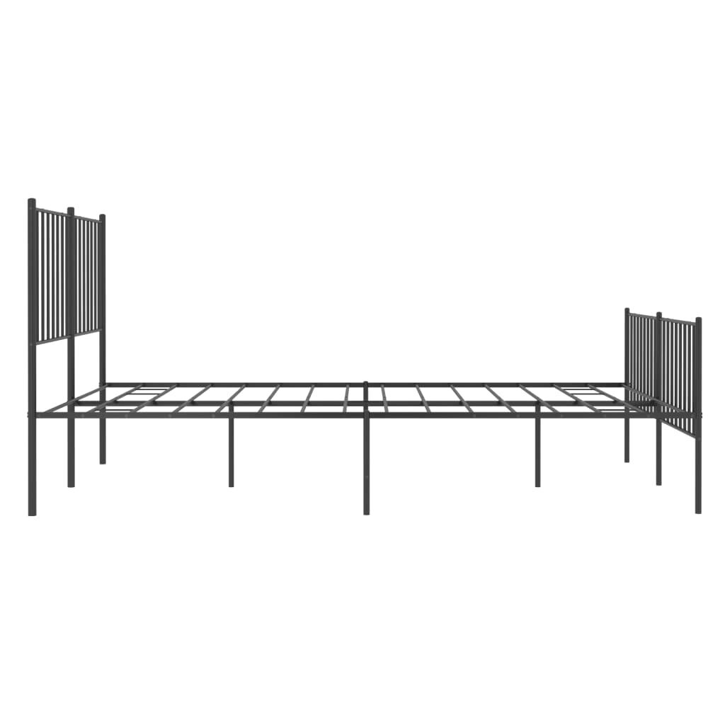 vidaXL metallist voodiraam peatsi ja jalutsiga, must, 120 x 190 cm hind ja info | Voodid | kaup24.ee