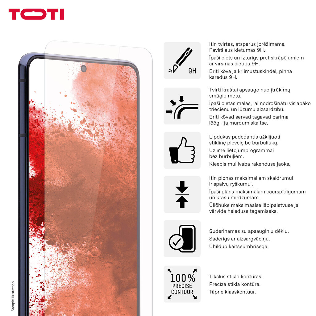 Kaitseklaas Toti 2D Samsung Galaxy A14 hind ja info | Ekraani kaitsekiled | kaup24.ee