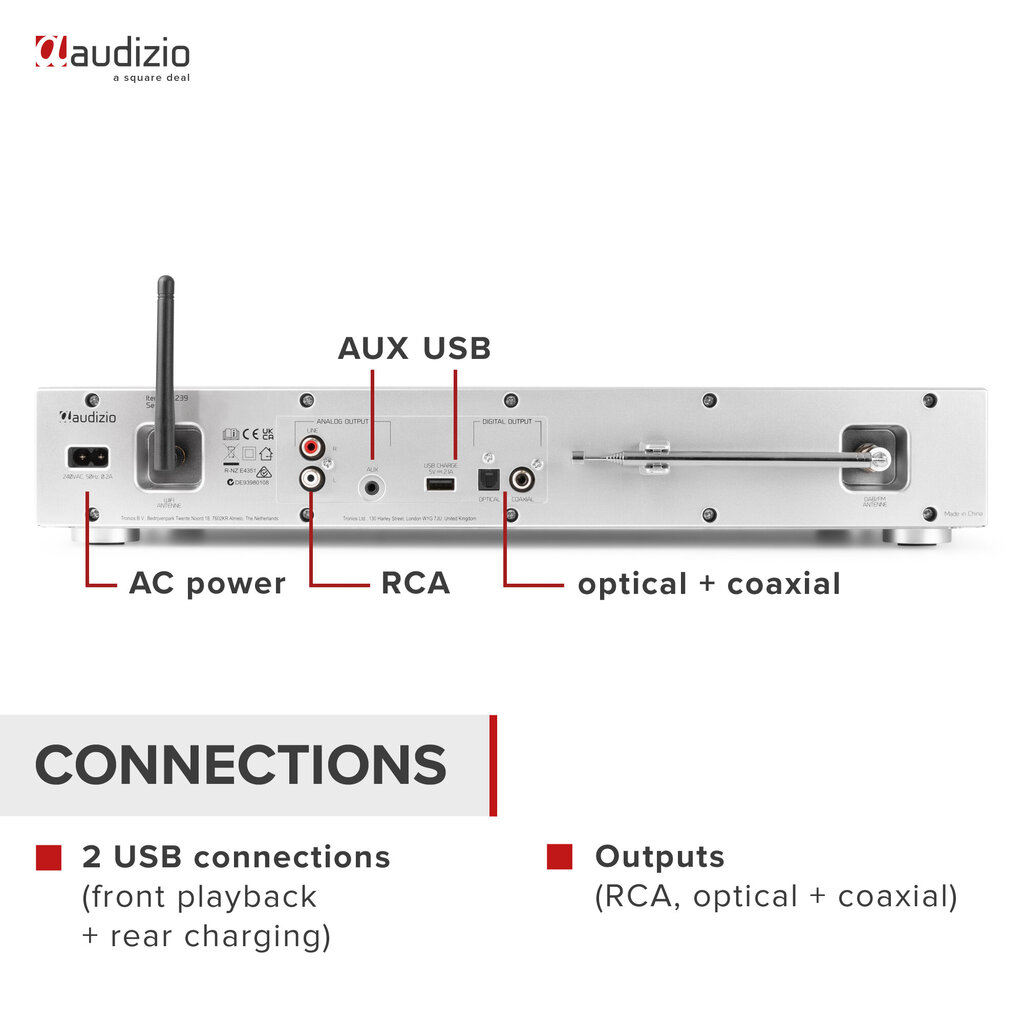 Audizio Adria internetiraadio vastuvõtja DAB+/FM hõbedaga hind ja info | Raadiod ja äratuskellad | kaup24.ee