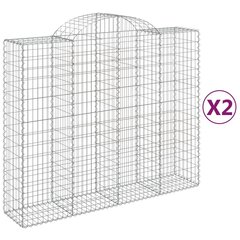 vidaXL kaarekujulised gabioonkorvid 2 tk, 200x50x160/180 cm, raud цена и информация | Заборы и принадлежности к ним | kaup24.ee