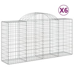 vidaXL kaarekujulised gabioonkorvid 6 tk, 200x50x100/120 cm, raud цена и информация | Заборы и принадлежности к ним | kaup24.ee