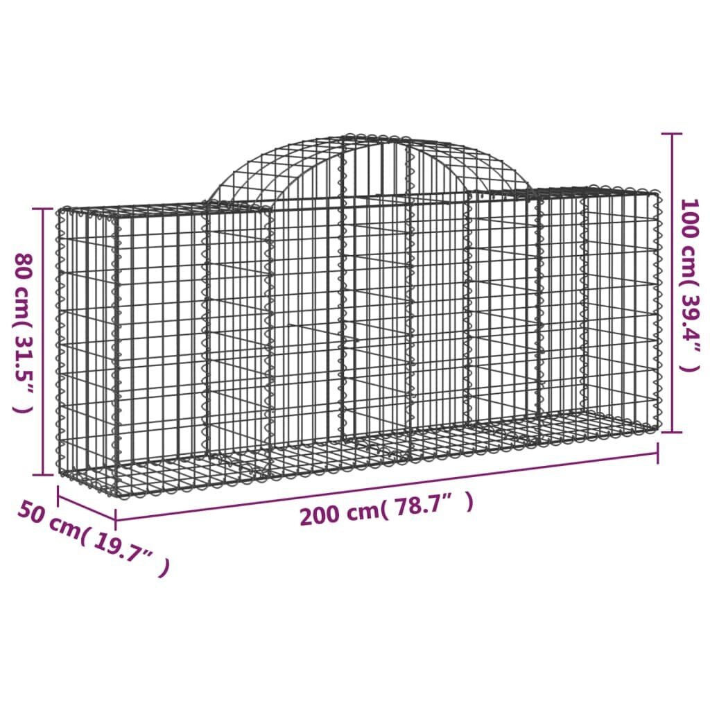 vidaXL kaarekujulised gabioonkorvid 12, 200x50x80/100cm tsingitud raud цена и информация | Aiad ja tarvikud | kaup24.ee