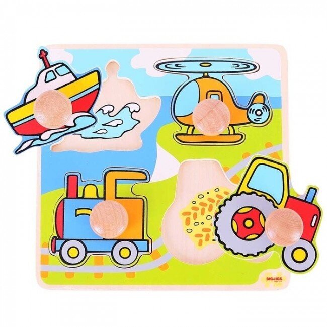 Puidust puzzle 4 Transport käepidemetega hind ja info | Arendavad mänguasjad | kaup24.ee