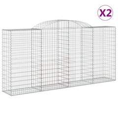 vidaXL kaarekujulised gabioonkorvid 2 tk, 300x50x140/160 cm, raud цена и информация | Заборы и принадлежности к ним | kaup24.ee