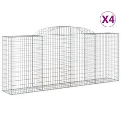 vidaXL kaarekujulised gabioonkorvid 4 tk, 300x50x120/140 cm, raud цена и информация | Заборы и принадлежности к ним | kaup24.ee