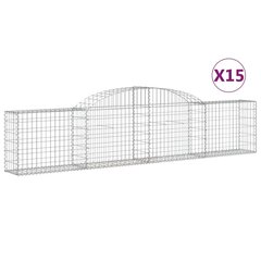 vidaXL kaarekujulised gabioonkorvid 15 tk, 300 x 30 x 60/80 cm, raud hind ja info | Aiad ja tarvikud | kaup24.ee