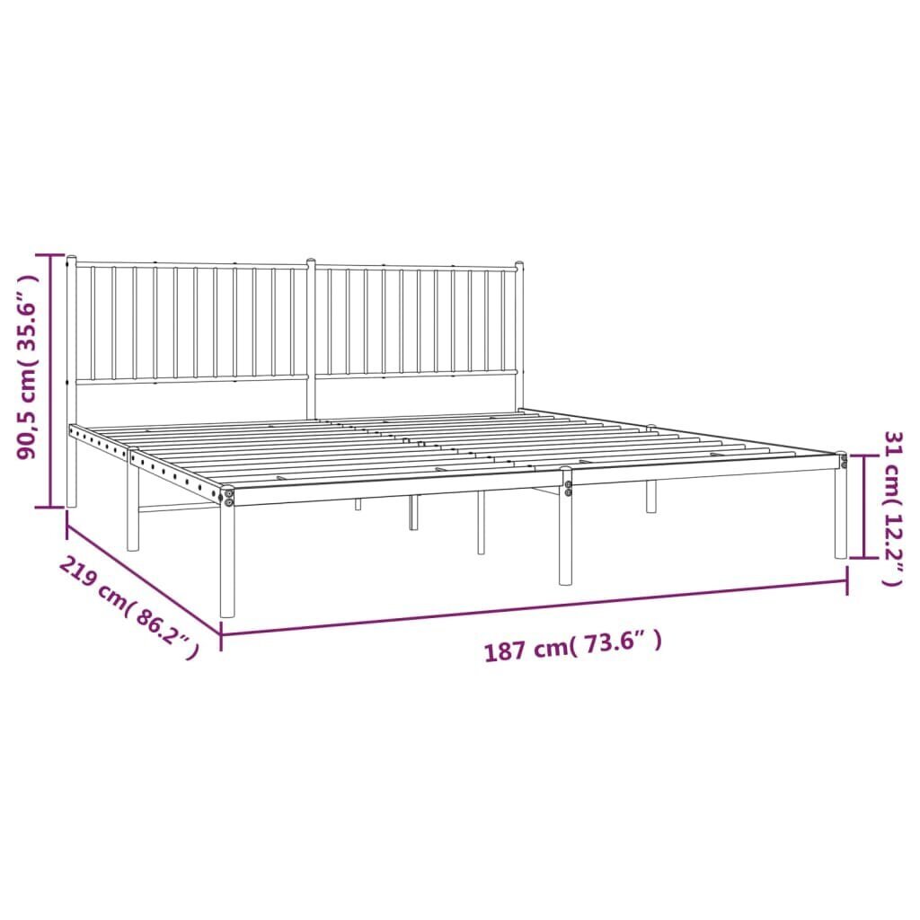 vidaXL metallist voodiraam peatsiga, must, 183x213 cm hind ja info | Voodid | kaup24.ee