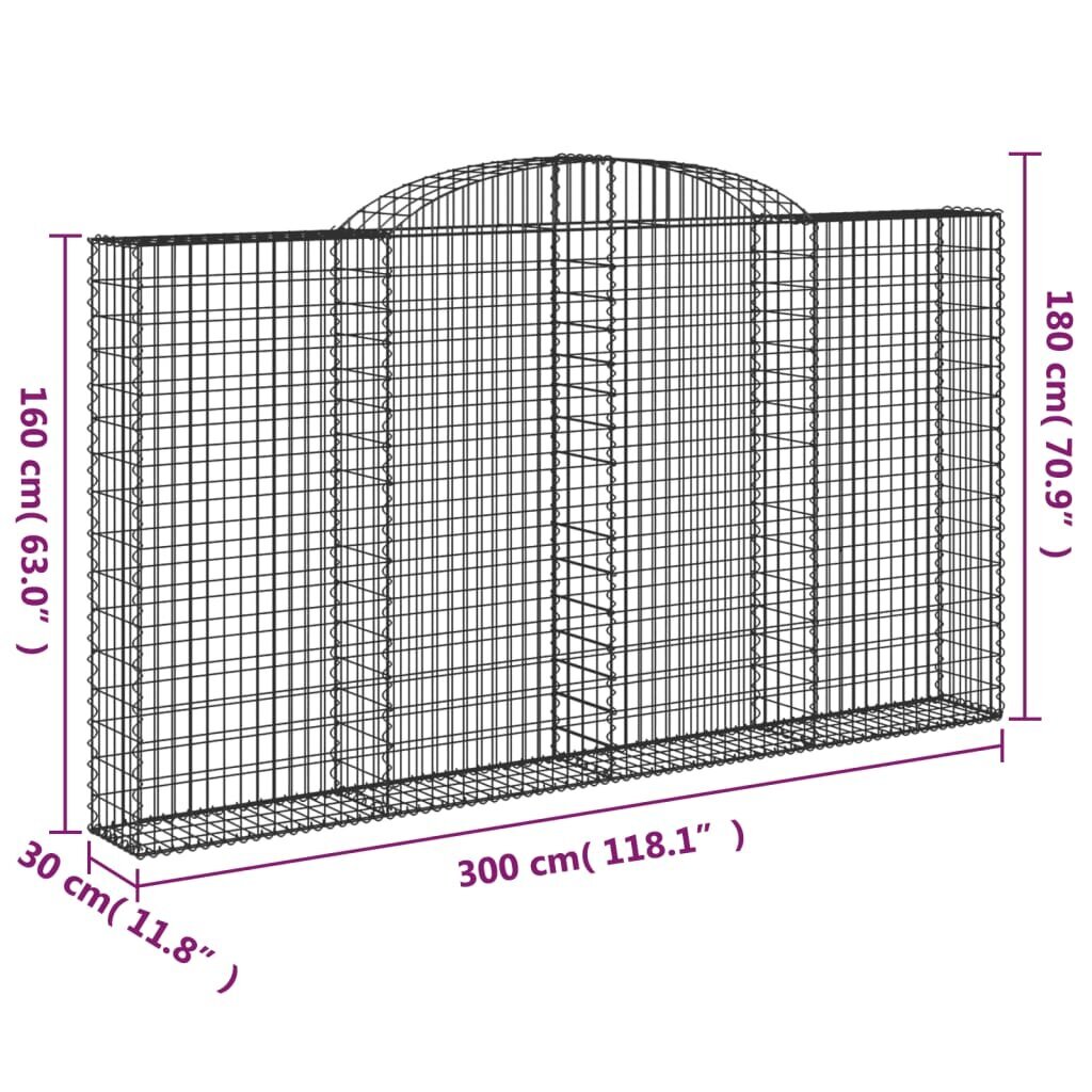 vidaXL kaarekujulised gabioonkorvid 11 tk, 300x30x160/180 cm, raud цена и информация | Aiad ja tarvikud | kaup24.ee