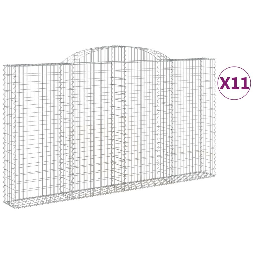 vidaXL kaarekujulised gabioonkorvid 11 tk, 300x30x160/180 cm, raud цена и информация | Aiad ja tarvikud | kaup24.ee