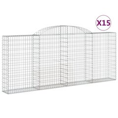 vidaXL kaarekujulised gabioonkorvid 15 tk, 300x30x120/140 cm, raud hind ja info | Aiad ja tarvikud | kaup24.ee