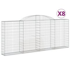 vidaXL kaarekujulised gabioonkorvid 8 tk, 300x30x120/140 cm, raud hind ja info | Aiad ja tarvikud | kaup24.ee