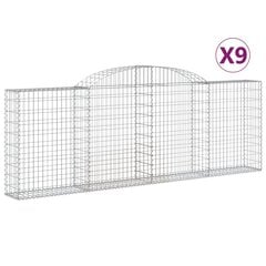 vidaXL kaarekujulised gabioonkorvid 9 tk, 300x30x100/120 cm, raud hind ja info | Aiad ja tarvikud | kaup24.ee