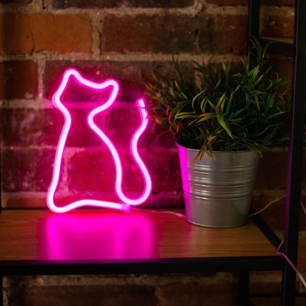 Neona LED gaisma CAT roosa Bat + USB FLNEO4 цена и информация | Sisustuselemendid | kaup24.ee