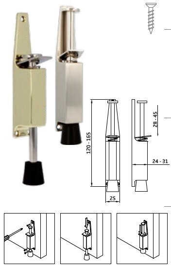 Uksetõkis 11, 165*30mm, kullatud hind ja info | Ukse hinged, tarvikud | kaup24.ee