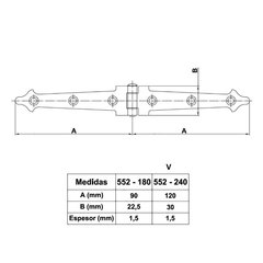 Hing värava 552, 240*30*1,5mm, must hind ja info | Ukse hinged, tarvikud | kaup24.ee