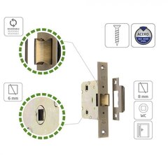 Замок 2100-50, WC, 47мм, латунь цена и информация | Замки | kaup24.ee