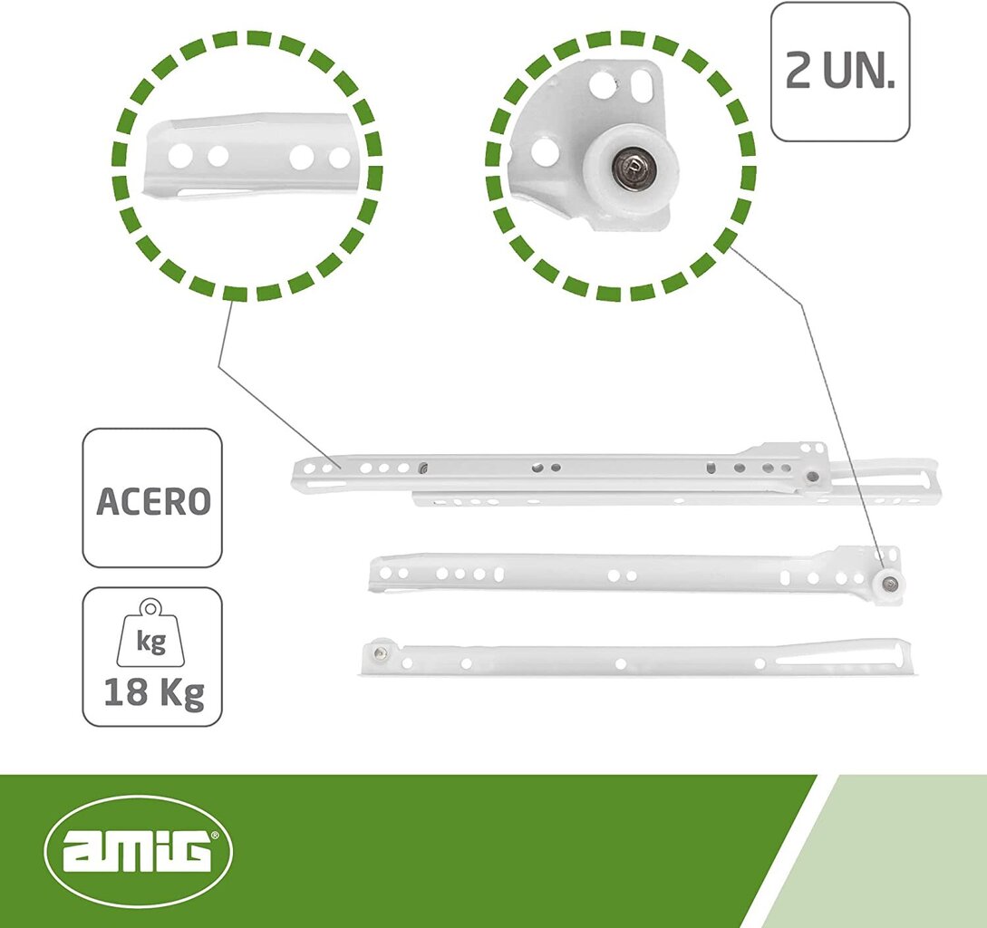 Juhikud 10, 250mm, valge, 2 kompl. hind ja info | Muud mööblitarvikud | kaup24.ee