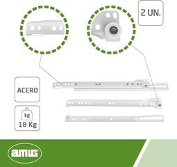 Juhikud 22, 550mm, valge, 2 kompl. hind ja info | Muud mööblitarvikud | kaup24.ee