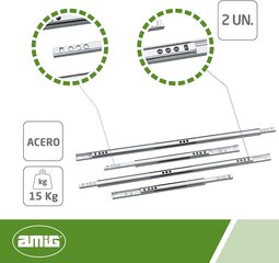 Juhikud 25, 153*17mm, tsingitud, 2 kompl. цена и информация | Другие принадлежности для мебели | kaup24.ee