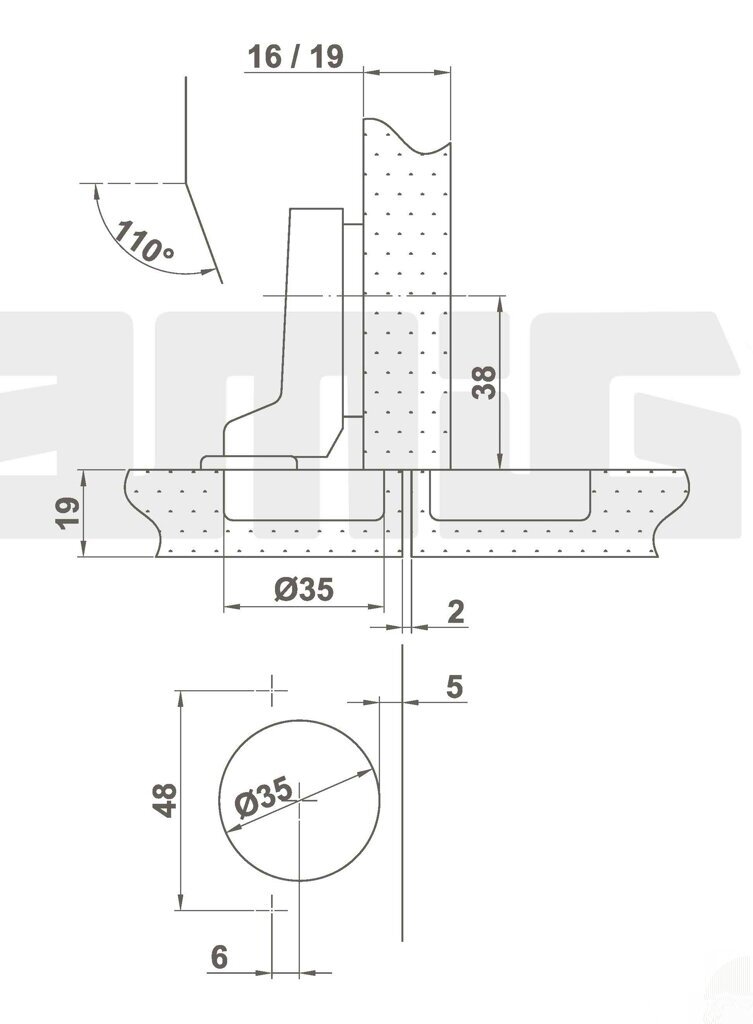 Hinged 4600, 35mm, pronks, 2 tk. цена и информация | Muud mööblitarvikud | kaup24.ee