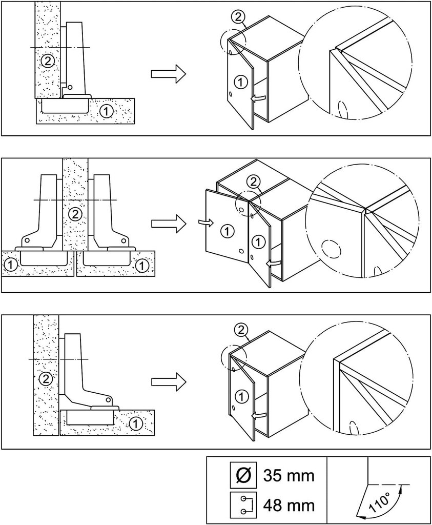 Hinged 4700, 35mm, sisemine, pronks, 2 tk цена и информация | Muud mööblitarvikud | kaup24.ee