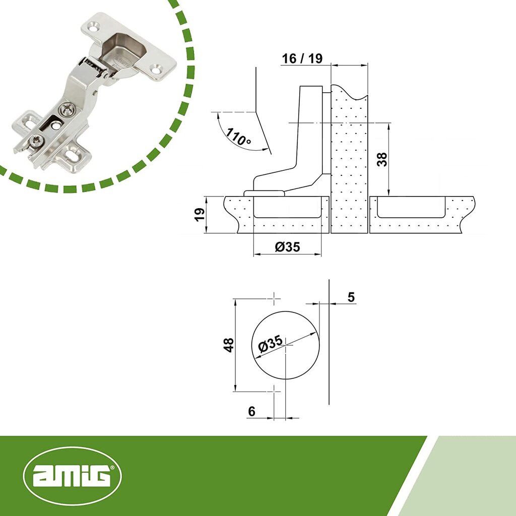 Hinged 4700, 35mm, sisemine, pronks, 2 tk цена и информация | Muud mööblitarvikud | kaup24.ee