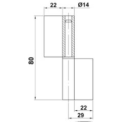 Hing 4, 80mm, keevitamiseks, D-vasak, laagriga hind ja info | Ukse hinged, tarvikud | kaup24.ee