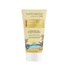 Alphanova Sun 2in1 päevitusjärgne monoi lõhnaline juukseid ja keha hooldav šampoon-dušigeel, 150 ml цена и информация | Масла, гели для душа | kaup24.ee