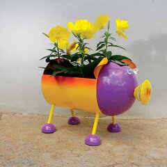Smarty Gadgets sea taimepott, kollane/lilla, päikeseenergial töötavad LED-silmad hind ja info | Dekoratiivsed lillepotid | kaup24.ee