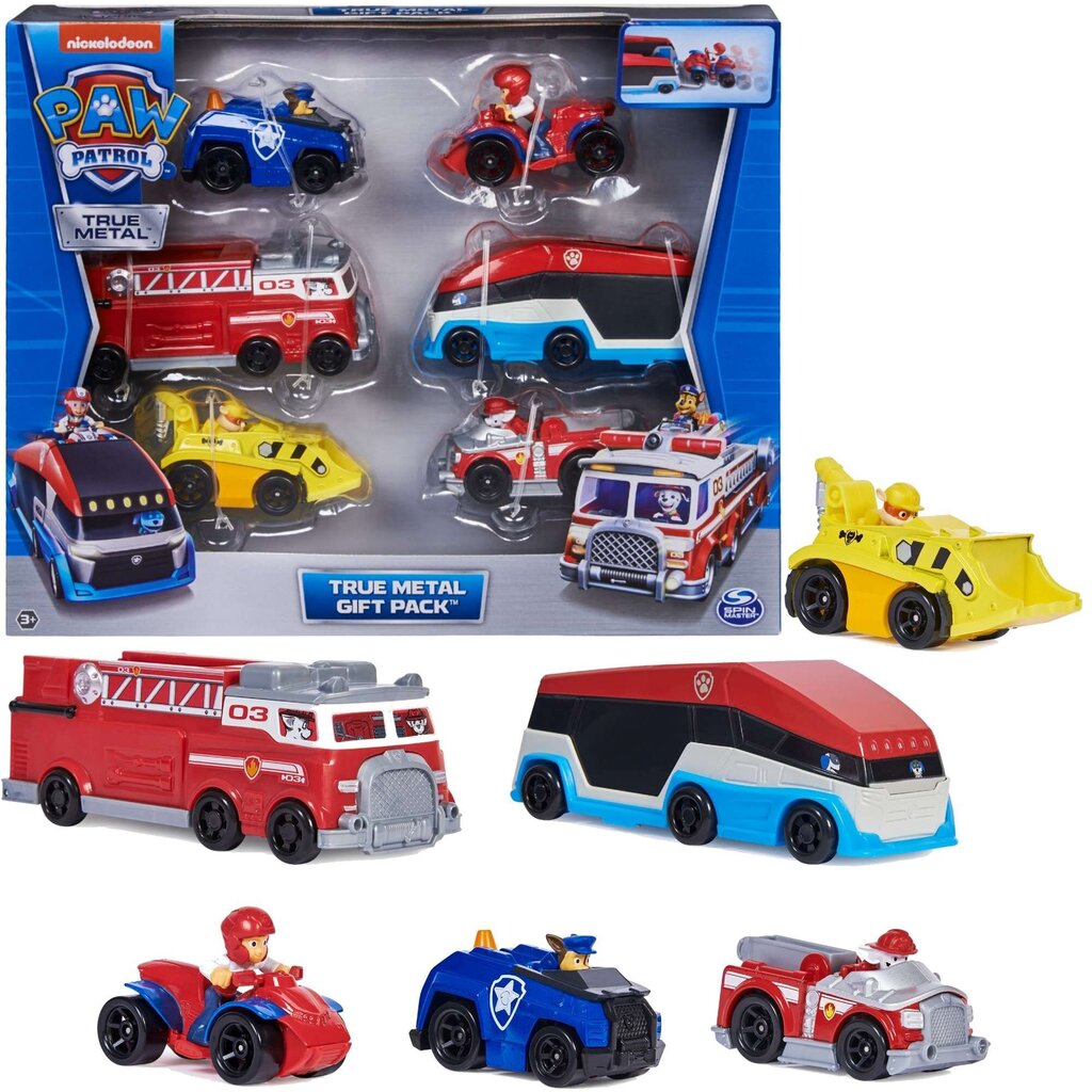 6 mini sõidukit True Metal Paw Patrol hind ja info | Poiste mänguasjad | kaup24.ee