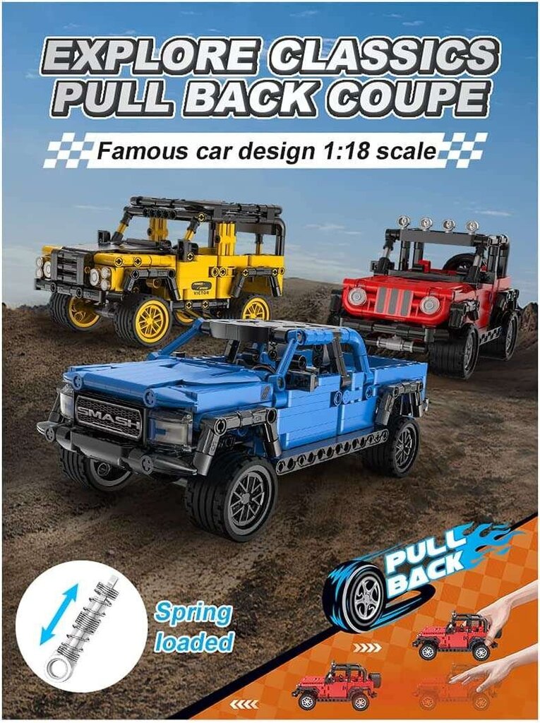 Blocks Adventure Off-Roader Pull-back Terrain Sõiduk Cada C52027W 317 tk. hind ja info | Klotsid ja konstruktorid | kaup24.ee